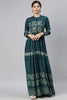  Women Teal Blue Floral Printed Kurta