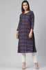  Women Cotton Navy Blue Ethnic Motifs Printed A-Line