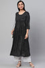   Black Abstract Printed Gathered A Line Kurta