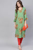   Regular Wear Cotton Fabric Printed Sea Green Color Simple Kurti