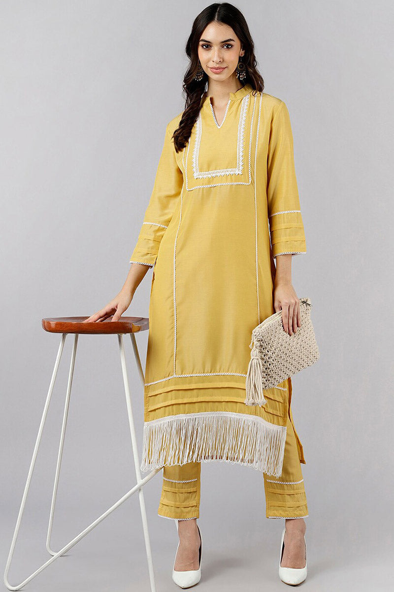  Women Solid Kurta with Trousers