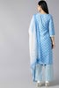  Women Blue White Floral Printed Regular Kurta with Trousers Dupatta Set