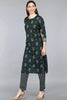  Women Green Floral Printed Kurta with Churidar Dupatta