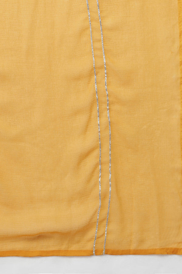  Women Mustard Poly Silk Embroidered Kurta Trousers With Dupatta 