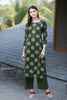   Casual Wear Cotton Fabric Dark Green Color Printed Trendy Kurta And Palazzo Set 