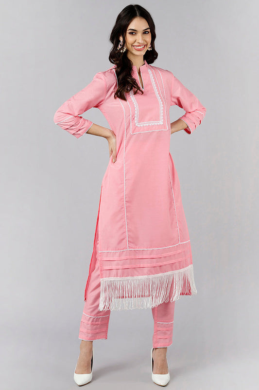  Women Solid Kurta with Trousers