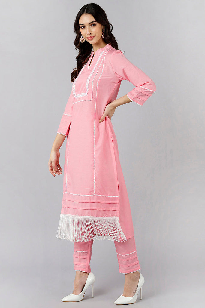  Women Solid Kurta with Trousers