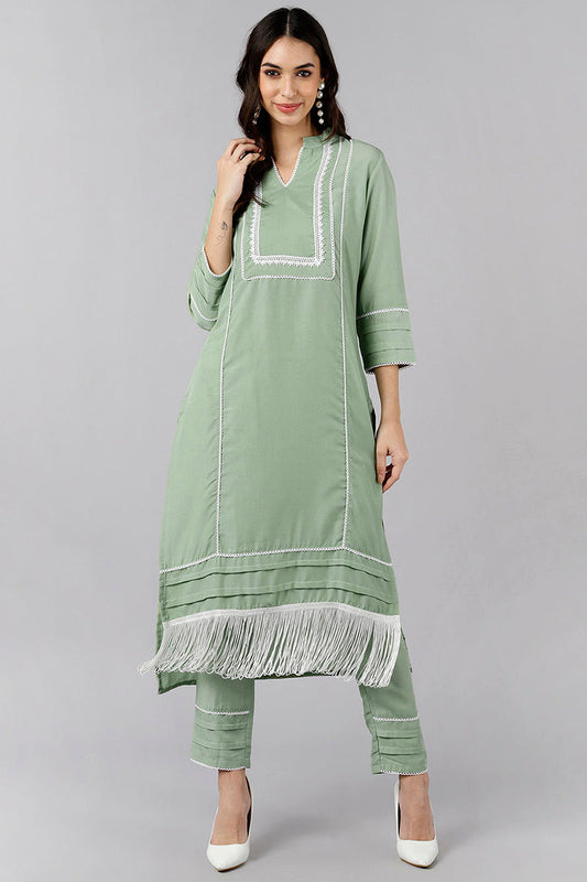  Women Solid Kurta with Trousers