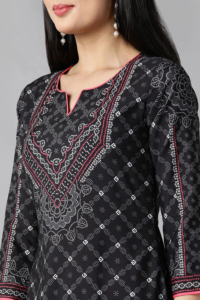  Women Black Ethnic Motifs Printed Regular Kurta with Palazzos Dupatta Set