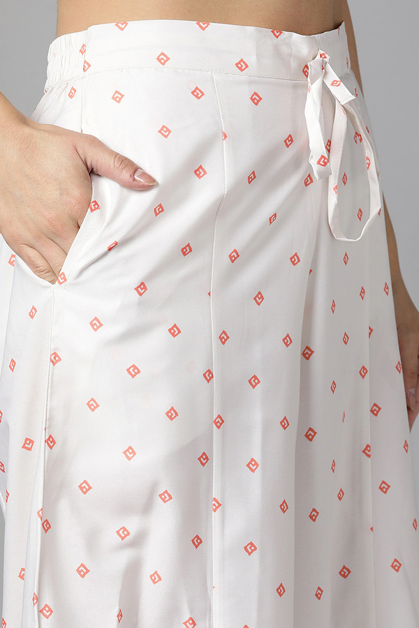  Women Peach Coloured White Ethnic Motifs Printed Kurta with Palazzos Dupatta Set