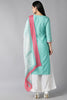  Women Sea Green Ethnic Motifs Printed Regular Kurta with Palazzos With Dupatta Set