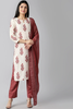  Women Off White Floral Printed Regular Kurta with Trousers Dupatta Set 