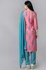  Women Pink Blue Ethnic Motifs Printed Regular Kurta with Trousers With Dupatta Set