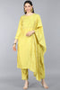  Women Yellow Yoke Design Regular Kurta with Trousers Dupatta Set