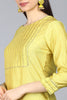  Women Yellow Yoke Design Regular Kurta with Trousers Dupatta Set