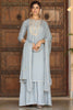  Women Grey Yoke Design Kurta With Sharara Dupatta