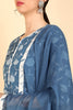  Women Blue Printed Kurti Trousers With Dupatta