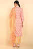  Women Peach Printed Kurti Trousers With Dupatta