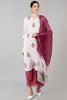  Women White Floral Solid Kurta Palazzos With Dupatta