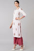  Women White Floral Solid Kurta Palazzos With Dupatta