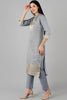  Women Grey Kurta with Trousers With Dupatta