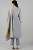  Women Grey Kurta with Trousers With Dupatta