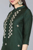  Women Green Geometric Embroidered Kurta Set With Dupatta