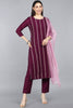  Women Burgundy Kurta with Trousers Dupatta