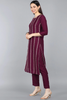  Women Burgundy Kurta with Trousers Dupatta