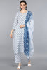  Women White Ethnic Motifs Printed Kurta with Trousers With Dupatta