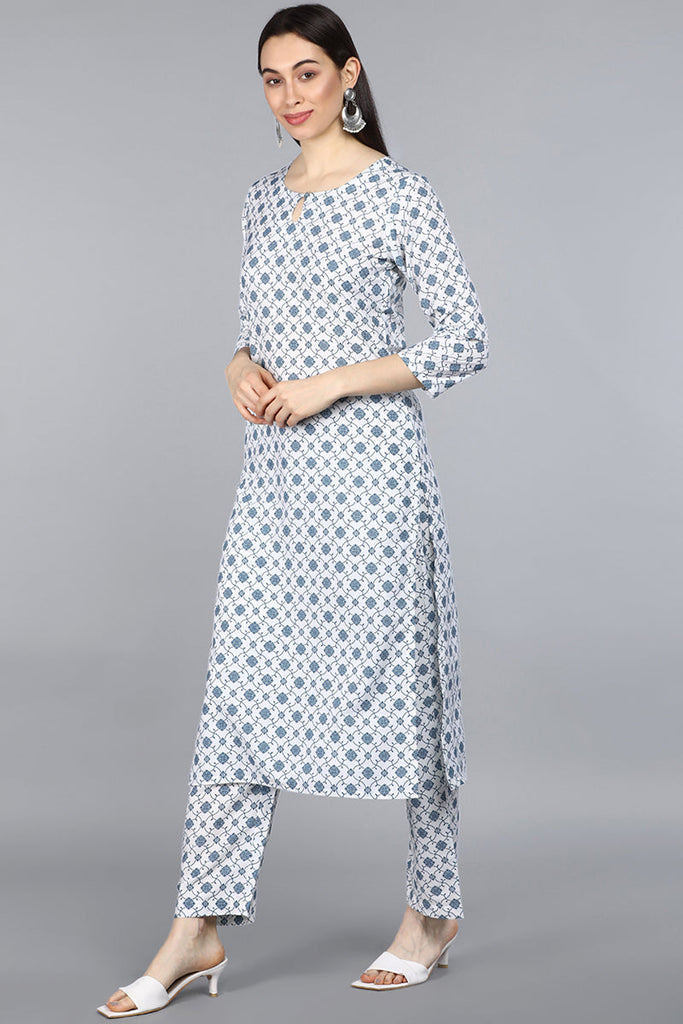  Women White Ethnic Motifs Printed Kurta with Trousers With Dupatta