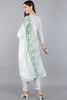  Women White Floral Printed Kurta with Trousers Dupatta 