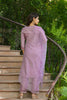  Women Mauve Solid Embroidered Kurti Trousers With Dupatta