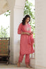  Women Pink Solid Embroidered Kurti Trousers With Dupatta 