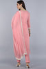  Women Pink Ethnic Motifs Embroidered Pure Cotton Kurta with Trousers With Dupatta 