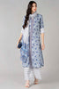  Women Blue Floral Printed Kurta Trousers With Dupatta