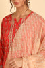  Women Red Printed Kurta Trousers With Dupatta