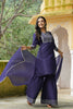  Women Navy Blue Solid Embroidered Kurta Sharara With Dupatta