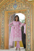  Women Pink Woven Design Kurta Trousers With Dupatta