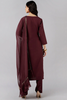  Women Maroon Solid Woven Design Kurta Trousers With Dupatta