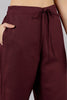  Women Maroon Solid Woven Design Kurta Trousers With Dupatta