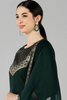  Women Green Solid Woven Design Kurta Trousers With Dupatta 