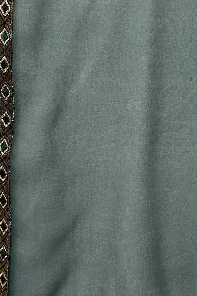  Women Green Solid Woven Design Kurta Trousers With Dupatta 