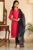  Women Pink Woven Design Kurta Trousers With Dupatta 