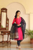  Women Pink Woven Design Kurta Trousers With Dupatta 