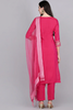  Women Fuchsia Solid Embroidered Kurta Trousers With Dupatta