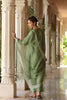  Women Green Solid Embroidered Kurta Trousers With Dupatta 