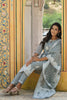  Women Grey Woven Design Kurta Trousers With Dupatta