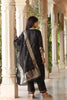  Women Black Solid Woven Design Kurta Trousers With Dupatta 