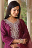  Women Purple Embroidered Kurta with Trousers & With Dupatta